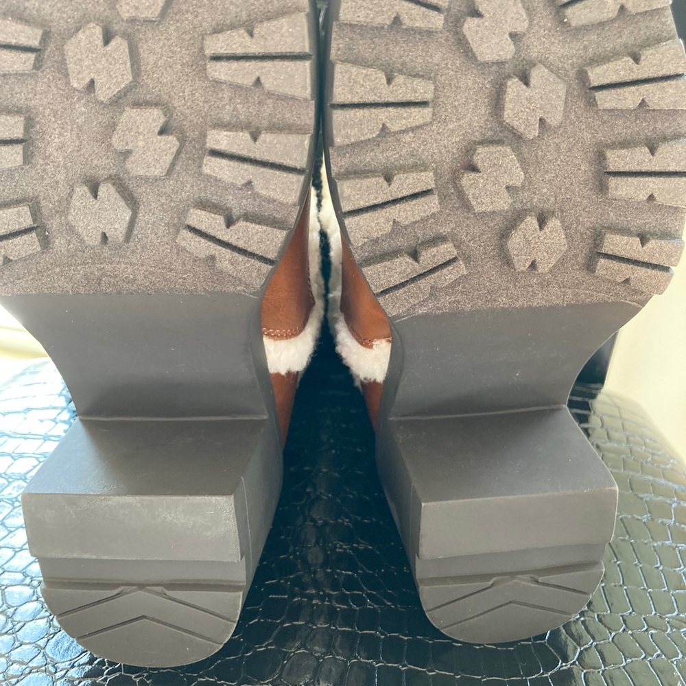 JF NWOT slip on faux fur top chunky heel boots - Picture 12 of 14